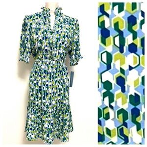 London Times Green and Blue Floral Mini Dress